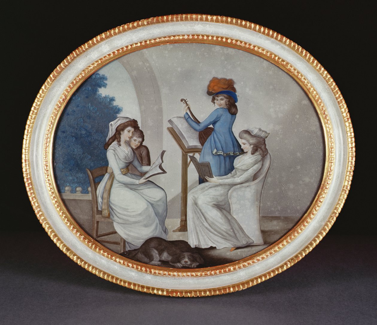 Bayan müzisyenleri gösteren ters cam resmi, Qianlong dönemi (1736-95) c.1790 (cam) by Henry W. Banbury