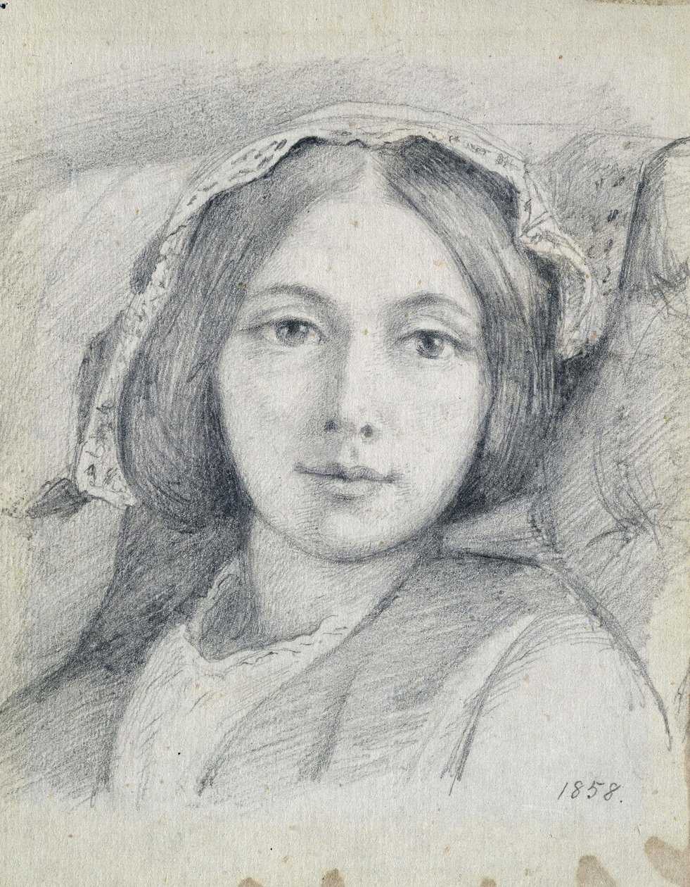 Mary Ellen Meredith, 1858 (kağıt üzerine kurşun kalem) by Henry Wallis