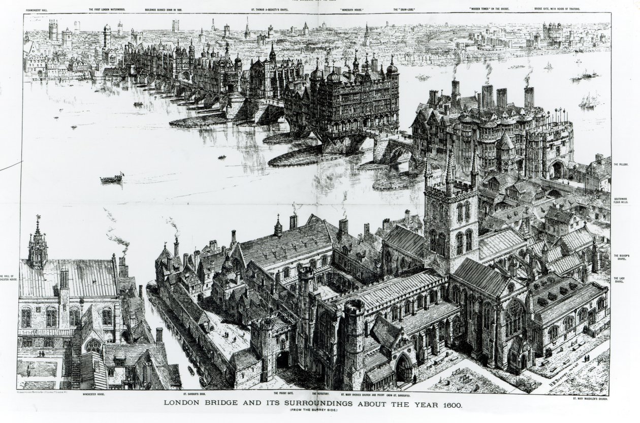 Londra Köprüsü ve Çevresi, yaklaşık 1600 yılında, 
