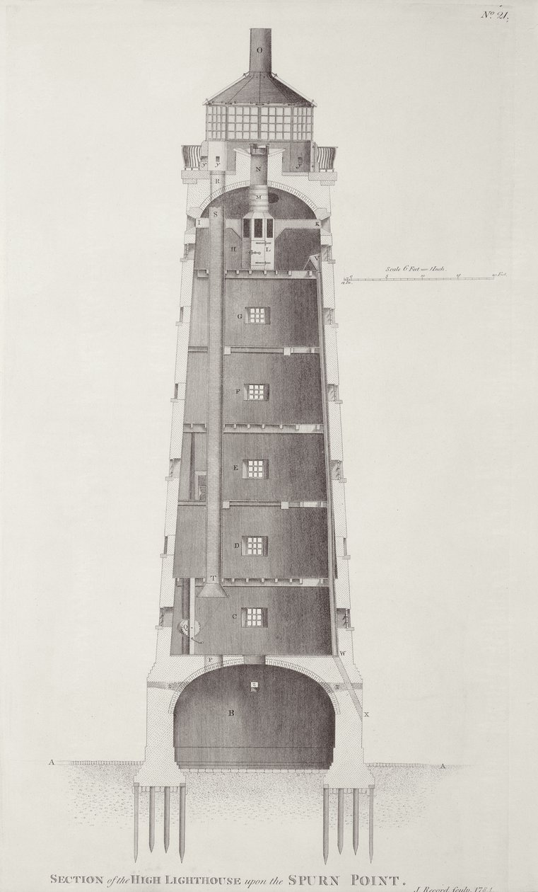 Eddystone Deniz Feneri, John Record (fl.1768-80), 1781 tarafından oyulmuş by Henry Winstanley