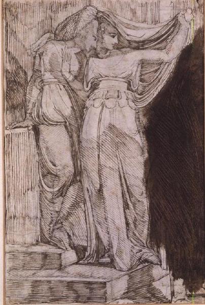 Basamaklarda Duran İki Kadın Figürü, Roma, Mayıs 1787 by Johann Heinrich Füssli