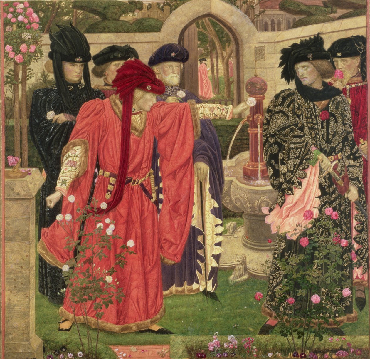 Tapınak Bahçesinde Kırmızı ve Beyaz Güllerin Seçilmesi, 1910 by Henry A. Payne