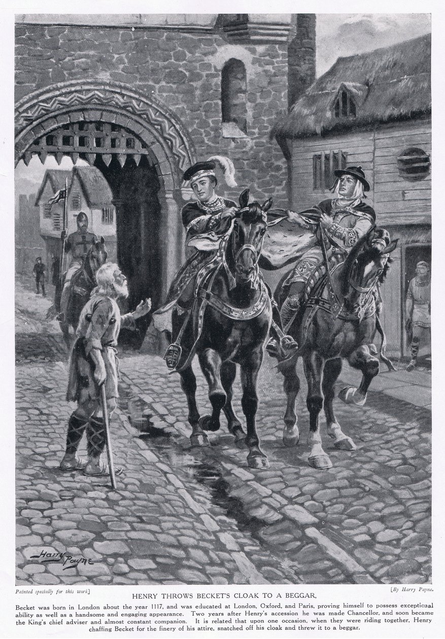 Henry, Becket'in pelerinini bir dilenciye atar. AD1117, 1920'ler by Henry A. Payne