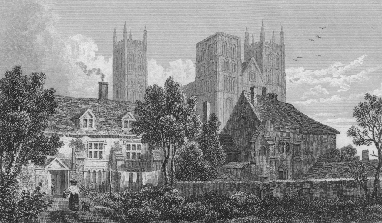 Canterbury Katedrali. Kent, c1831 by Henry Adlard
