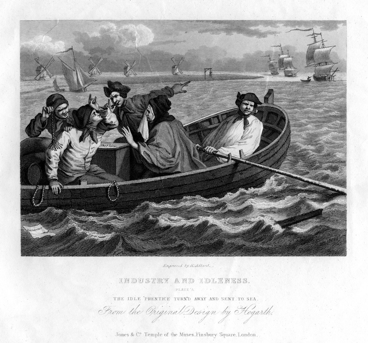 Aylak çırak döndü ve denize gönderildi, Sanayi ve Aylaklık, 1833 levhası. by Henry Adlard