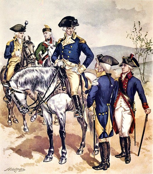 1779-83 Amerikan ordusu üniformaları (kağıt üzerine sulu boya) by Henry Alexander Ogden