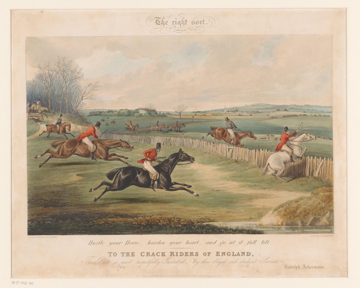 Binicilerle atları avlamak çitlerin üzerinden atlar Doğru sıralama (nesnedeki başlık) by Henry Alken (I)