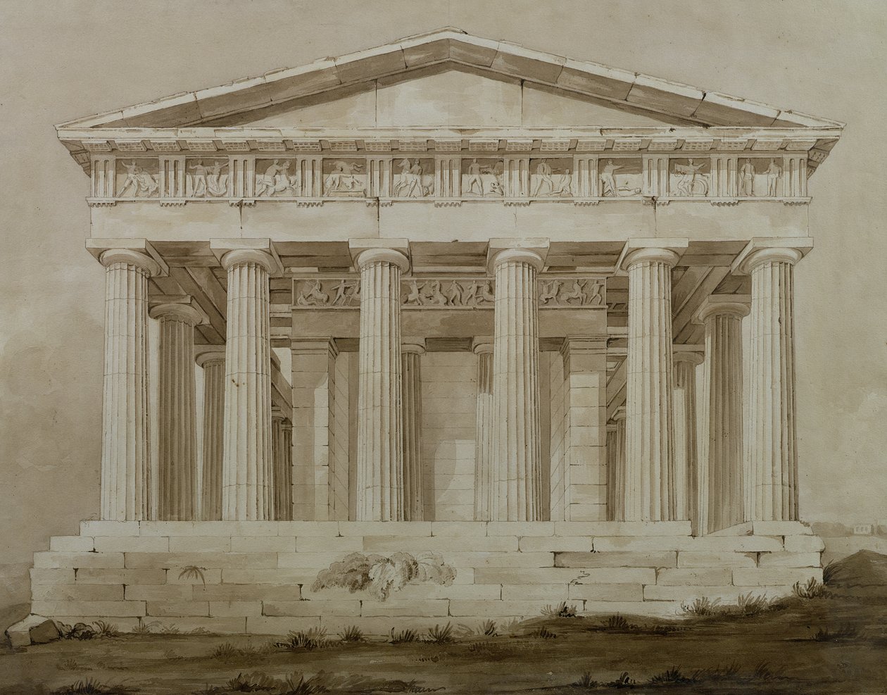 Hephaestus Tapınağı, Atina (kağıt üzerinde sepya wc) by Henry Bailey