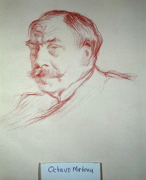 Octave Mirbeau (1848-1917) 1901 (kağıt üzerine kırmızı tebeşir) by Henry Bataille