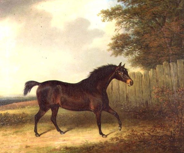 Bir manzarada karanlık bir defne aygırı by Henry Bernard Chalon