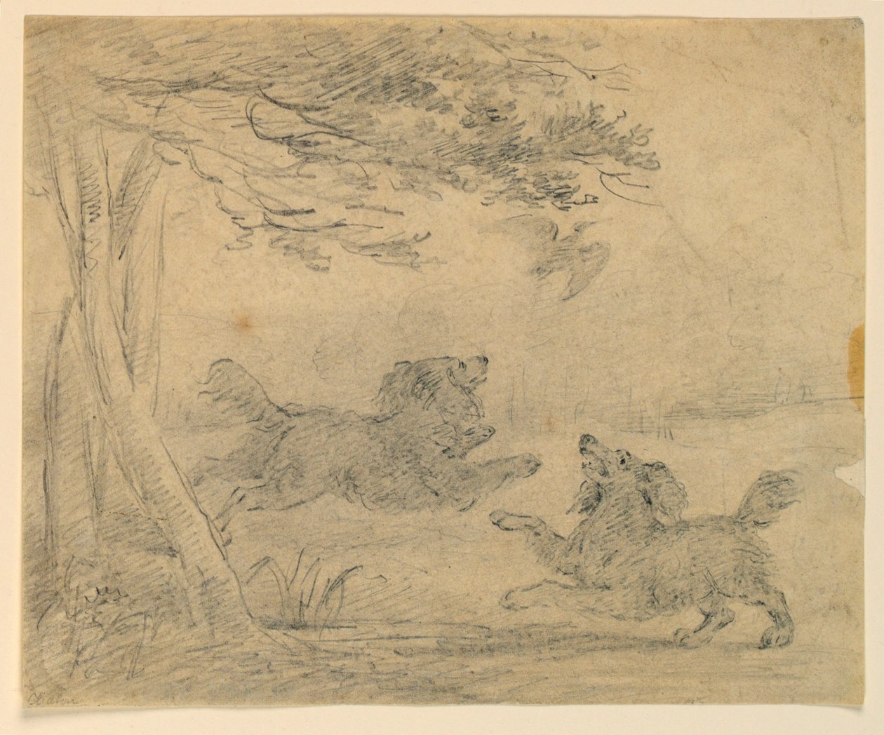 Bir Parkta İki Spaniel Çalışması by Henry Bernard Chalon