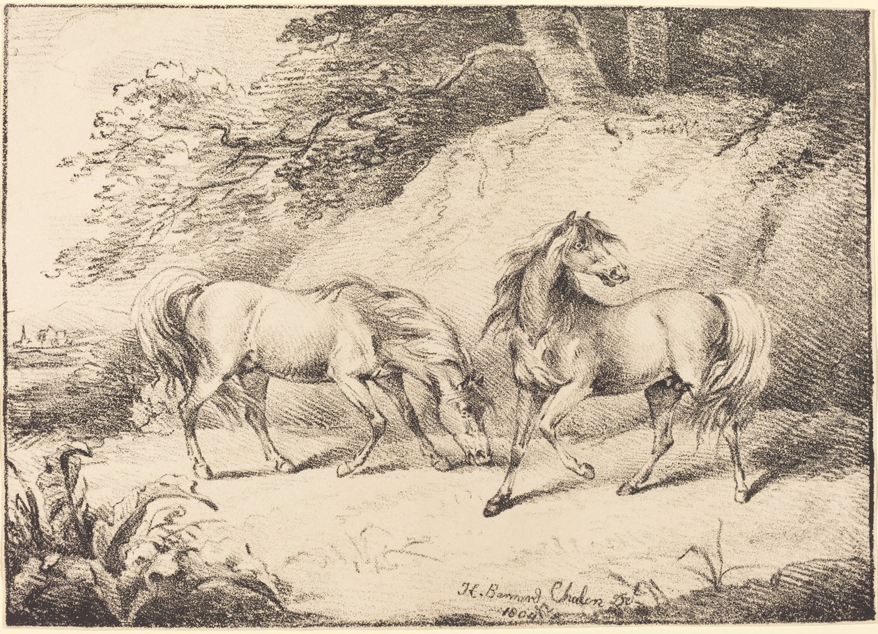 Vahşi atlar by Henry Bernard Chalon