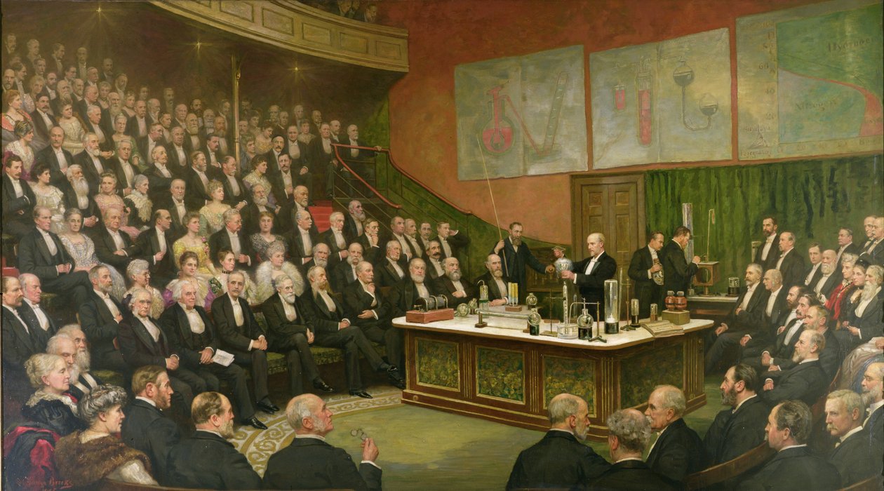 Kraliyet Enstitüsünde Bir Cuma Akşamı Söylemi; Sir James Dewar, Sıvı Hidrojen üzerine, 1904 by Henry Brooks