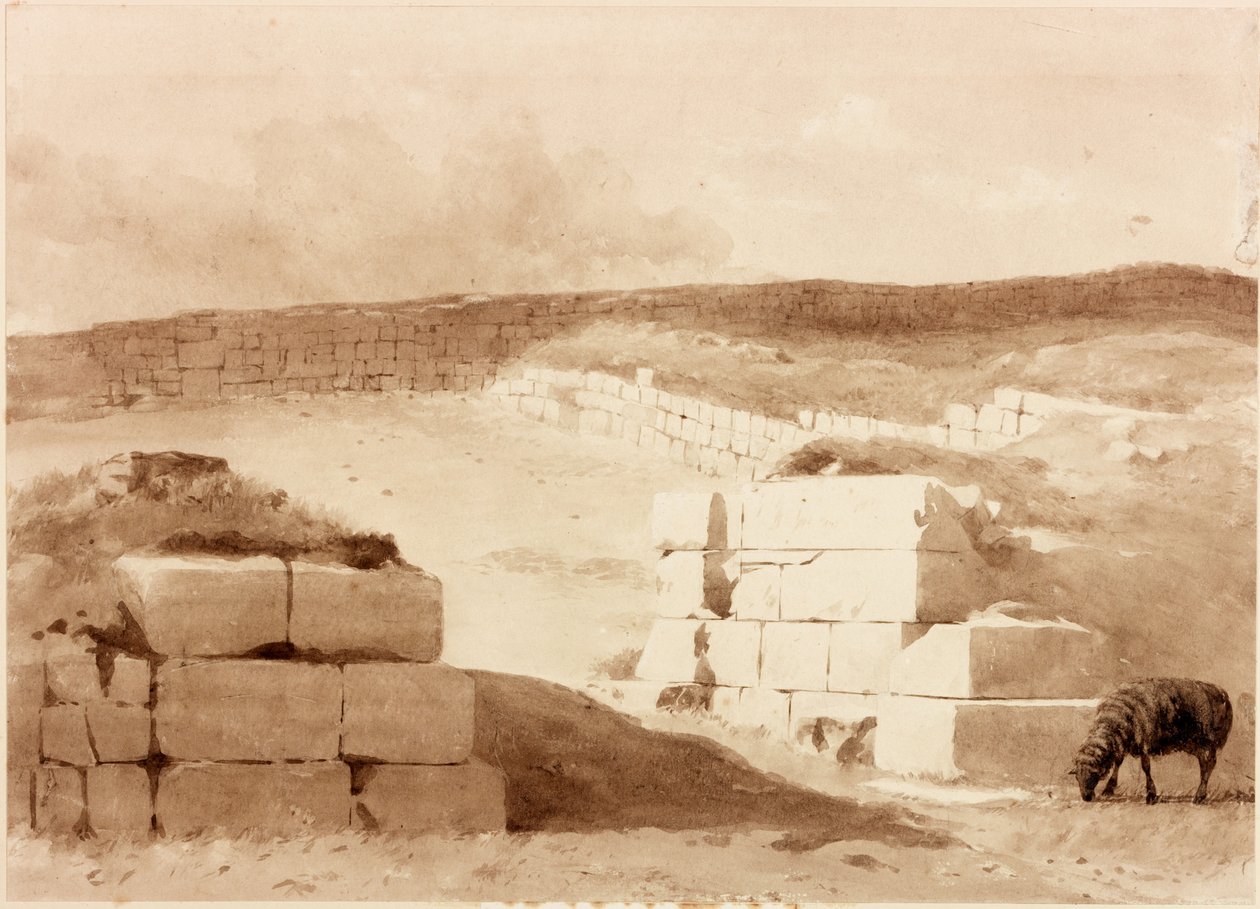 South Gateway, Cawfields (kağıda kurşun kalem ve sulu boya (kart üzerine yapıştırılmıştır)) by Henry Burdon Richardson