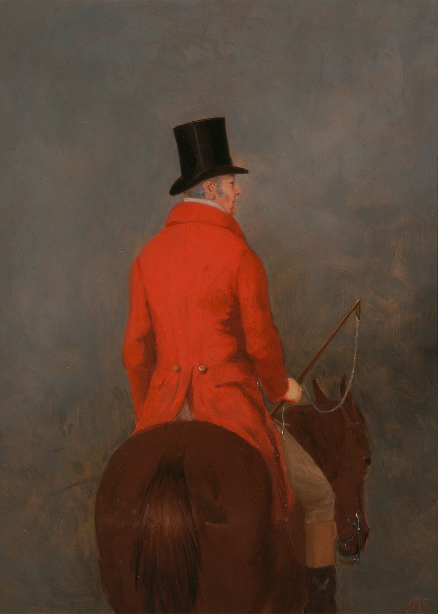 İlk Lord Delamere olan Thomas Cholmondeley'in Avcısı Üzerine Portresi ("The Cheshire Hunt at Tatton Park" için çalışma) by Henry Calvert