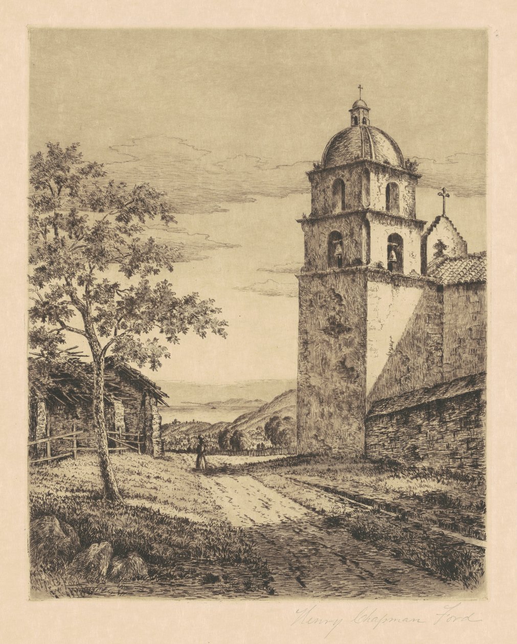Mission Santa Barbara, Güneye Bakmak, 1888. by Henry Chapman Ford