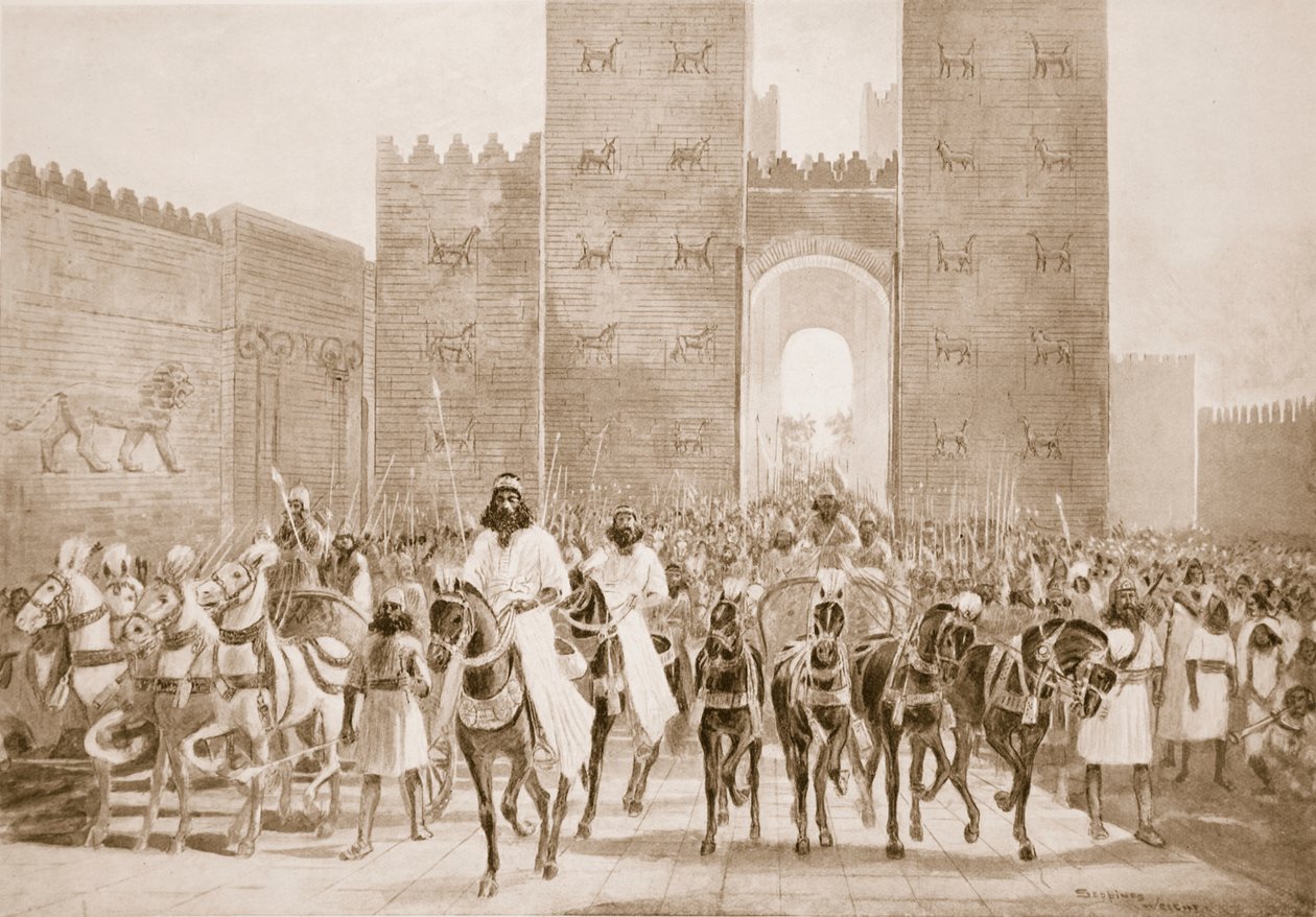 Cyrus'un Babil'e girişi, 'Hutchinson's History of the Nations'dan bir örnek by Henry Charles Seppings Wright