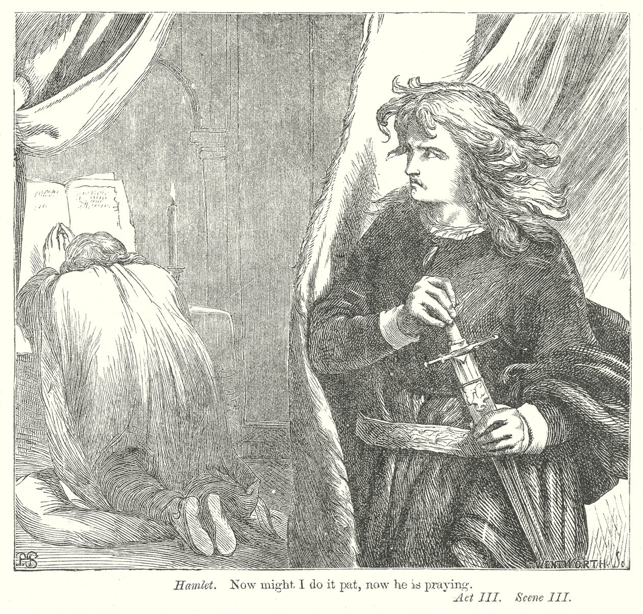 Hamlet (gravür) by Henry Courtney (after) Selous
