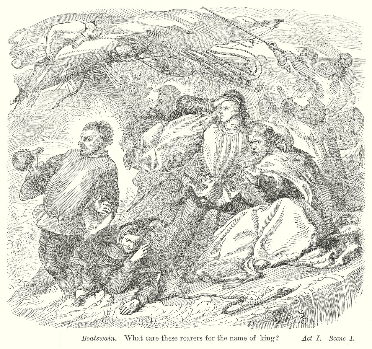 The Tempest (gravür) by Henry Courtney (after) Selous