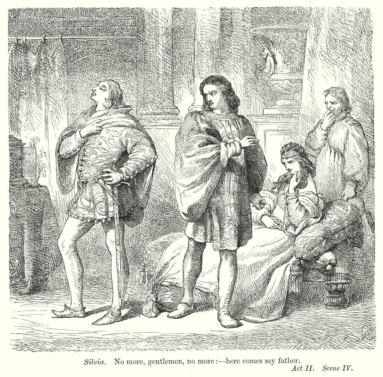 Veronalı İki Centilmen (gravür) by Henry Courtney (after) Selous