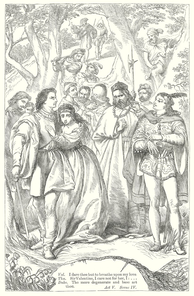 Veronalı İki Centilmen (gravür) by Henry Courtney (after) Selous