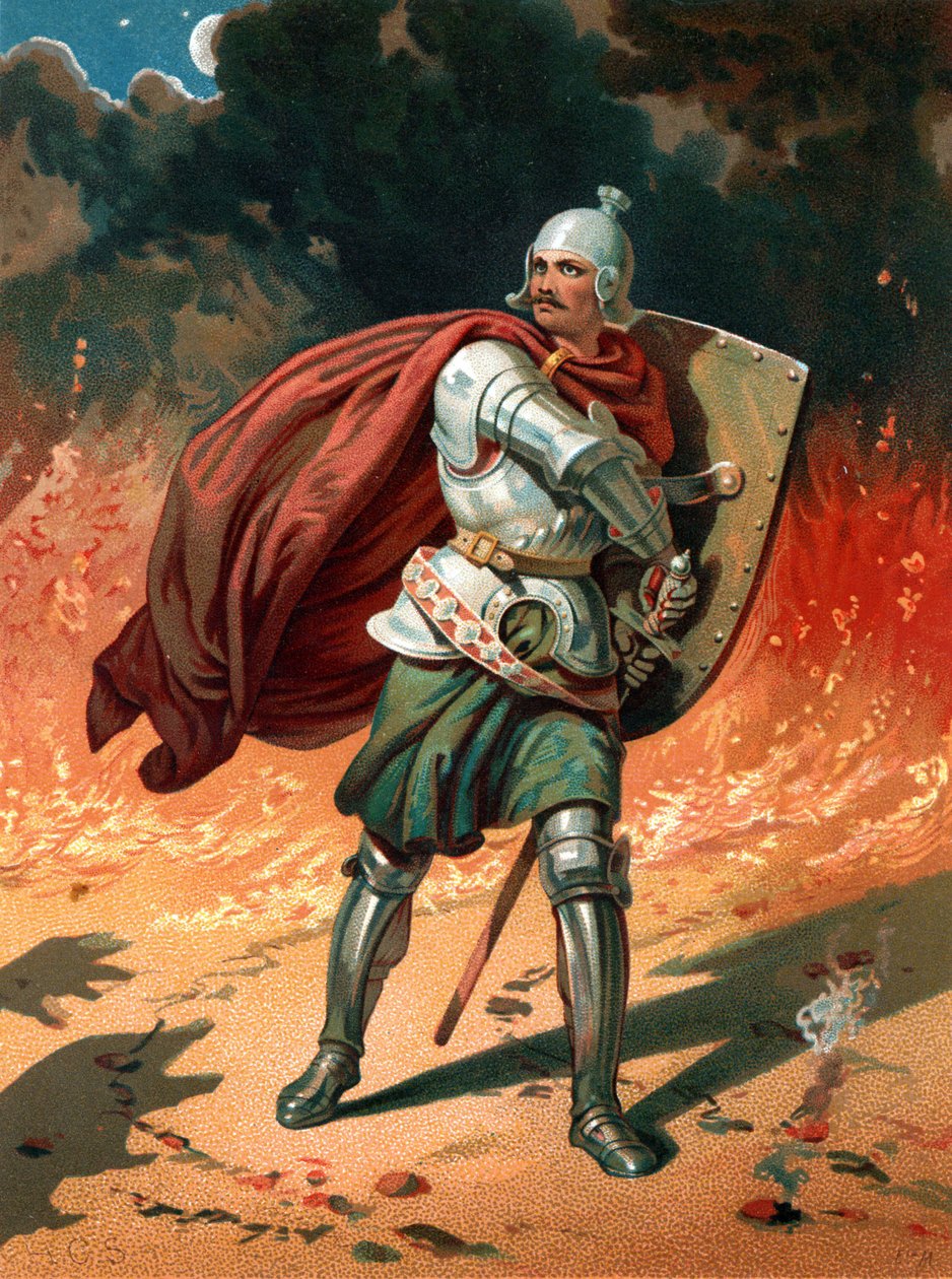 "Unvan hacı Christian, Apollyon, Yok Edici, Dipsiz Çukur Meleği ile savaşıyor" by Henry Courtney Selous