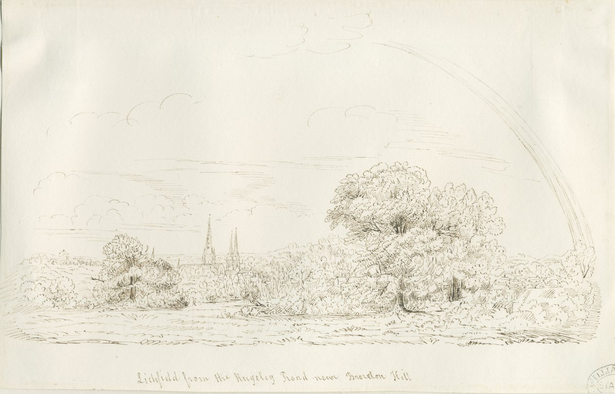 Lichfield - Kuzey Görünümü (uzaktan): kalem çizimi, nd [1788-1855] (çizim) by Henry Curzon Allport