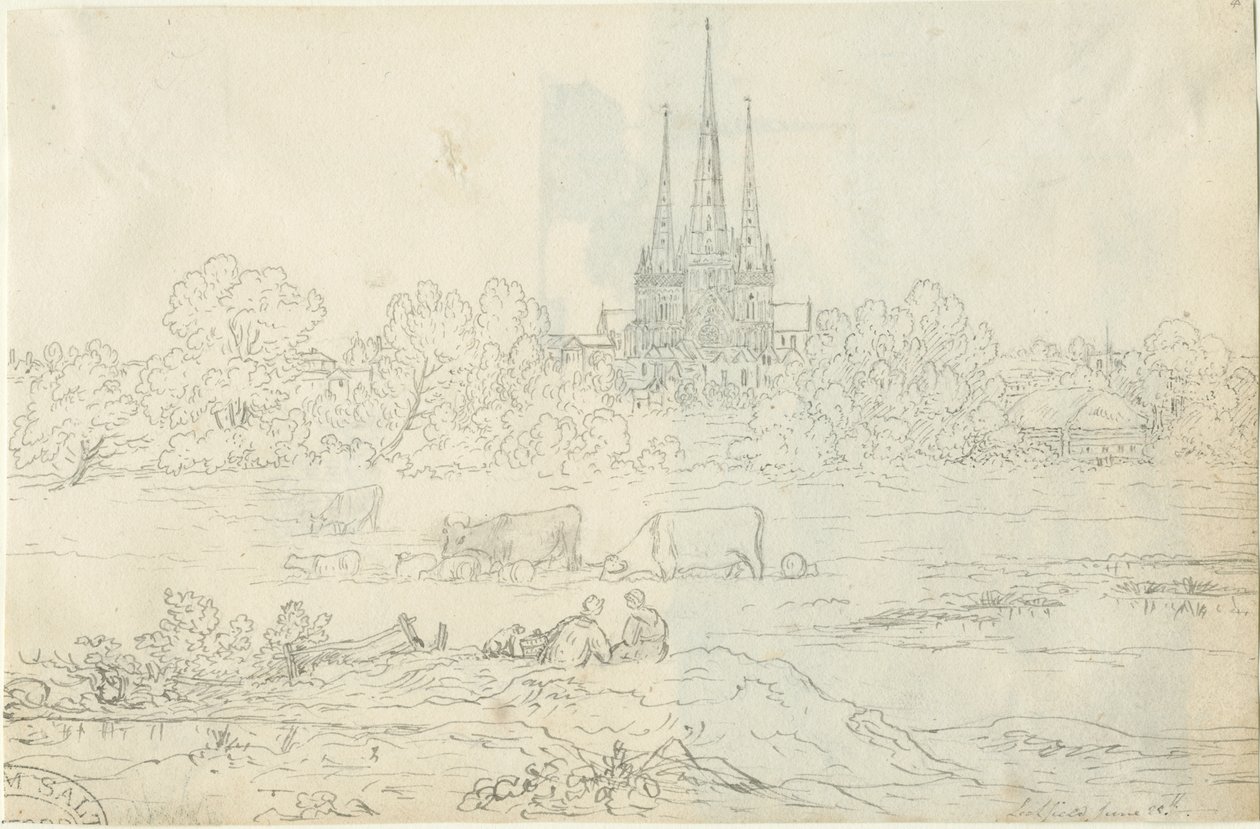 Lichfield Katedrali - Doğu Görünümü: kalem ve mürekkep çizimi, 20 Haz [c 1820] (çizim) by Henry Curzon Allport