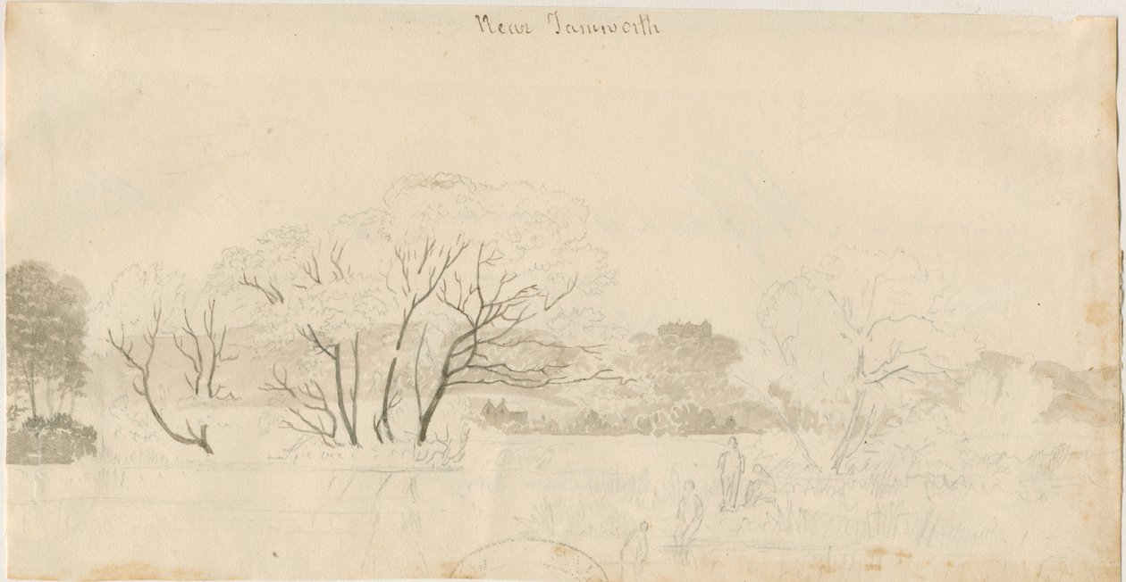 Tamworth - Uzak Görünüm: karakalem, nd [1788-1855] (çizim) by Henry Curzon Allport