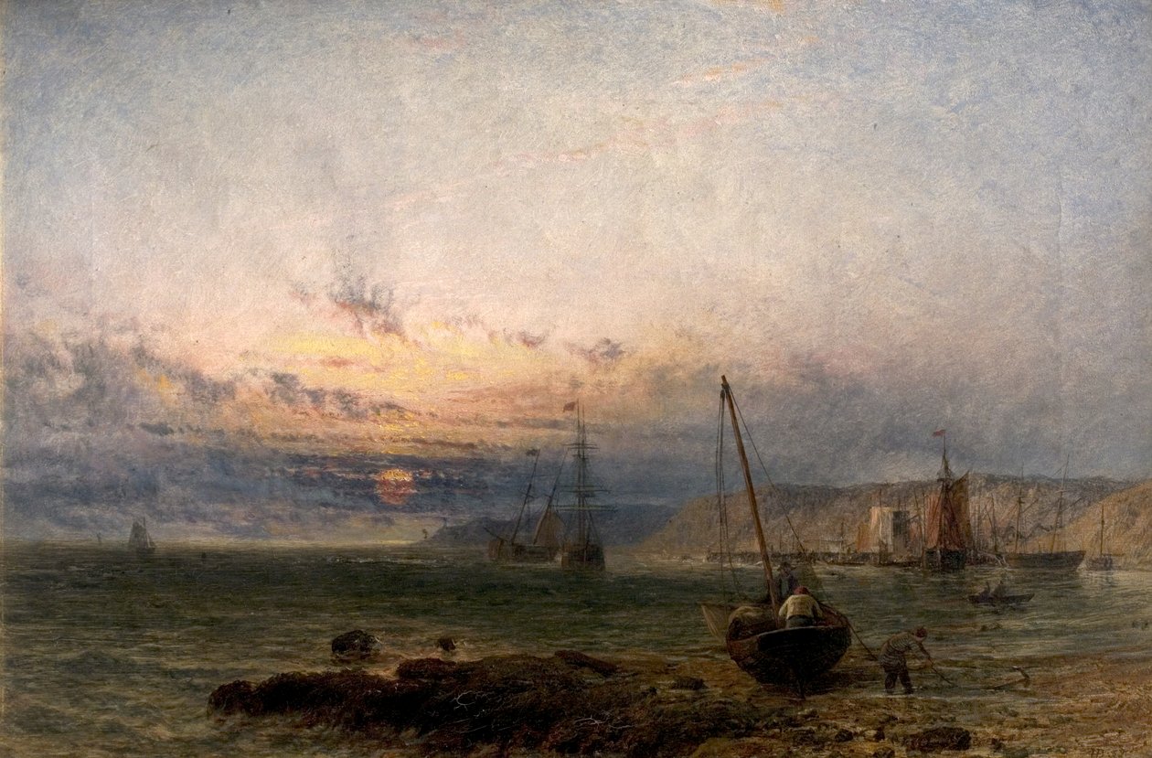 Sahil Manzarası, Gün Batımı, 1852 by Henry Dawson
