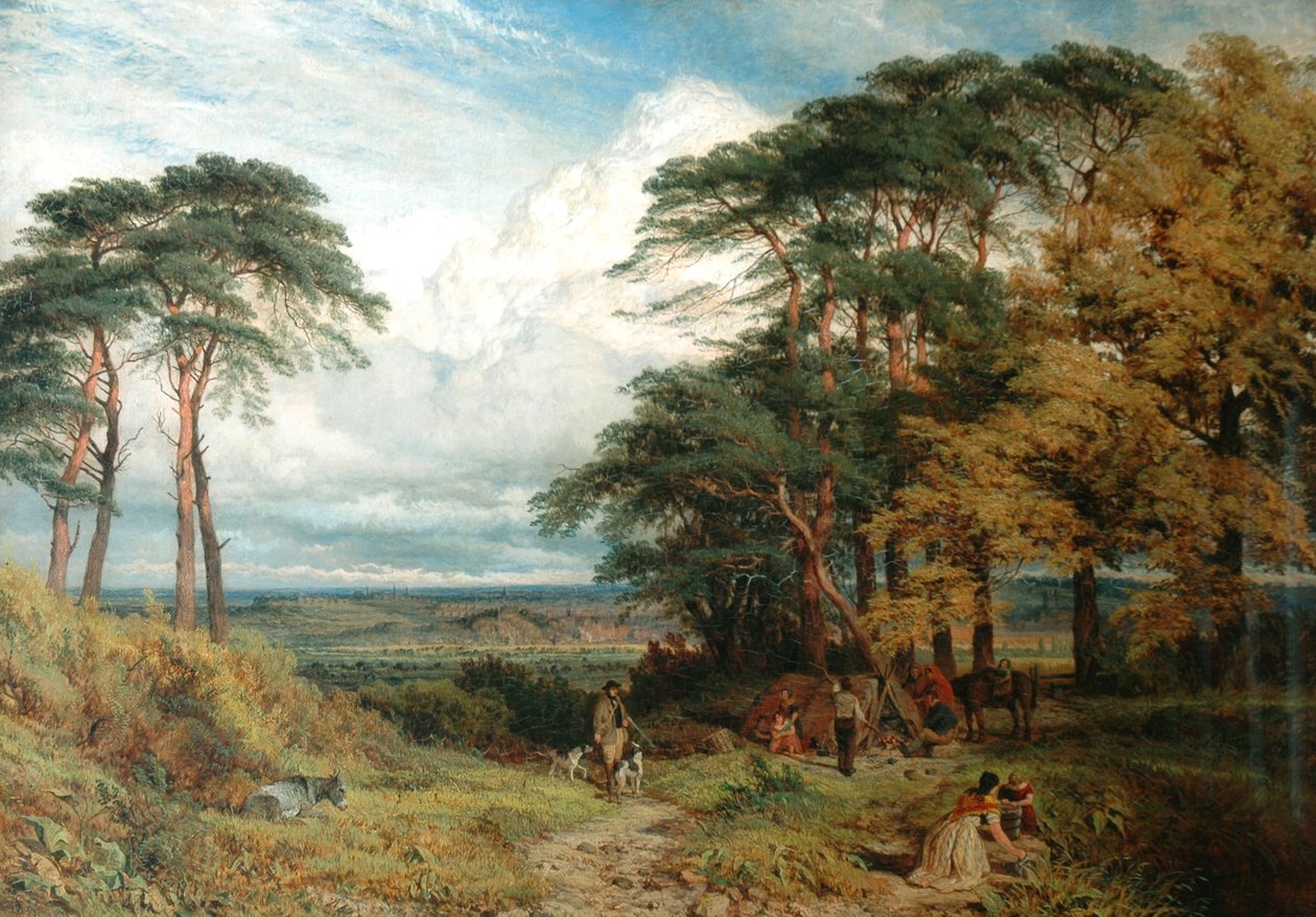 Wilford Hill'den Çingene Kampı ve Nottingham, 1853 by Henry Dawson