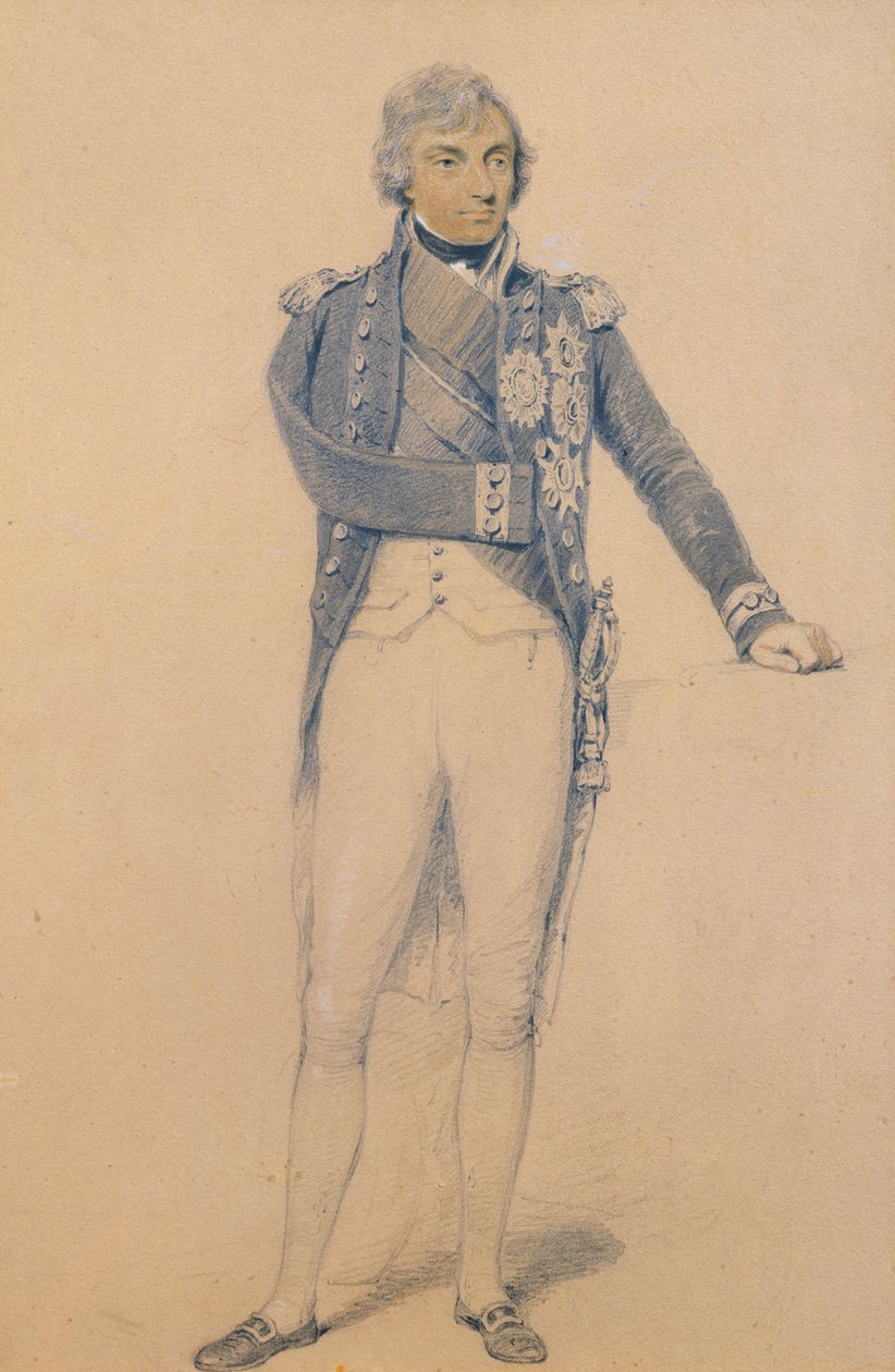 Horatio Nelson (1758-1805) (kağıt üzerine kurşun kalem, mürekkep ve guaj boya) by Henry Edridge