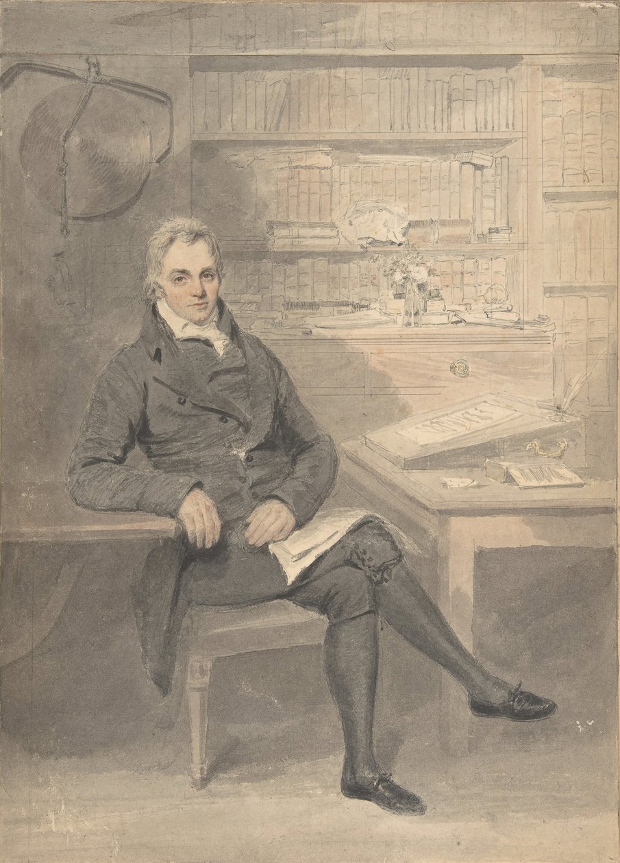 Yazı Masasının Önünde Oturan Bir Adamın Portresi, 1795-1800. by Henry Edridge