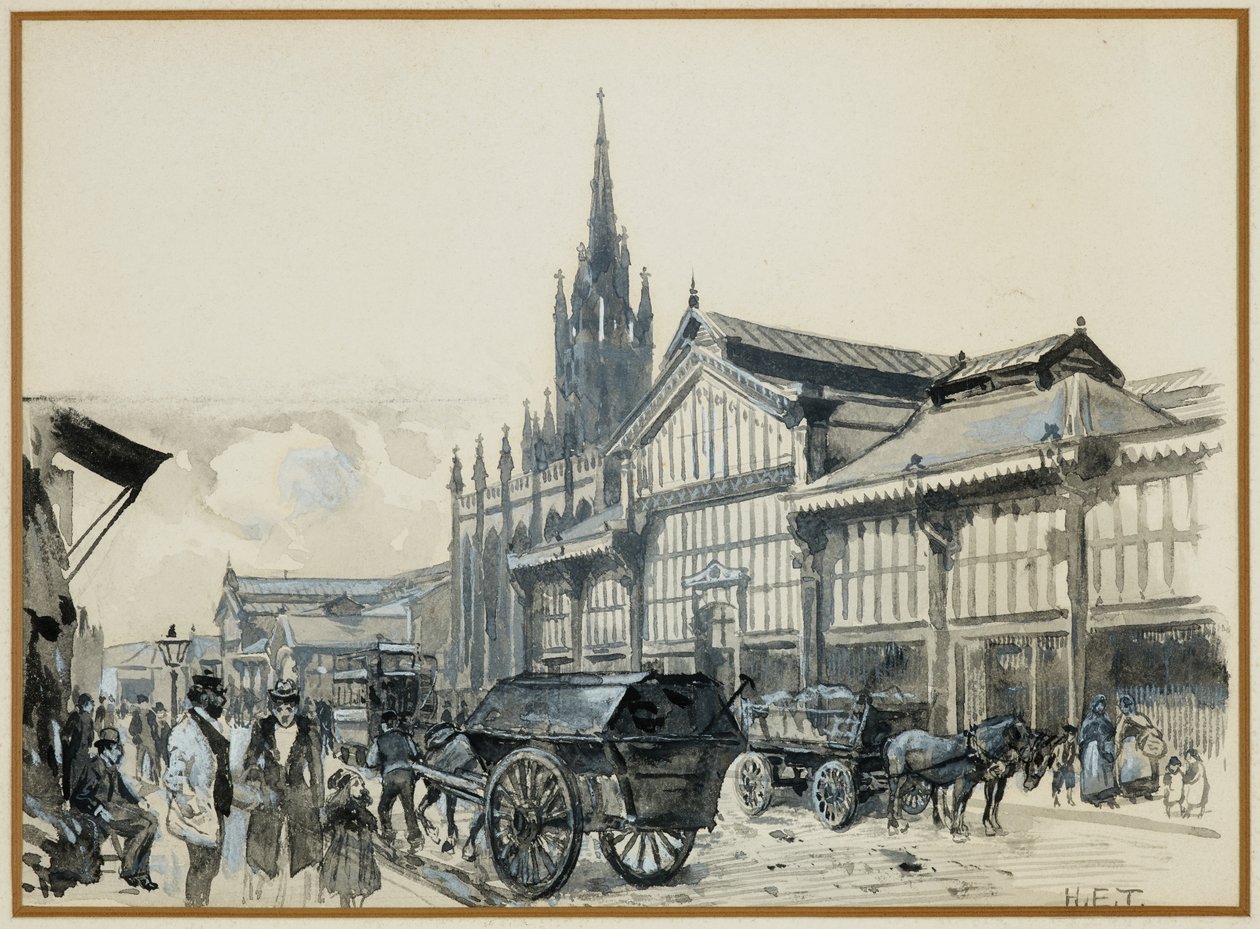 Campfield Pazarı ve St. Matthew Kilisesi by Henry Edward Tidmarsh
