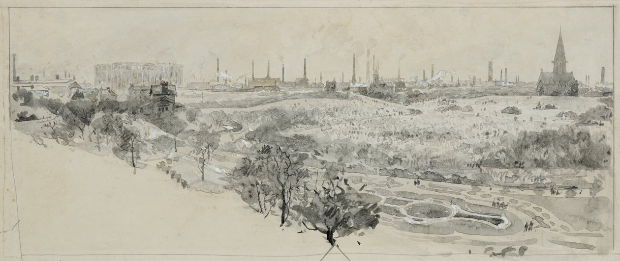Phillips Park Mezarlığı ve Bradford Road Gaz İşleri by Henry Edward Tidmarsh