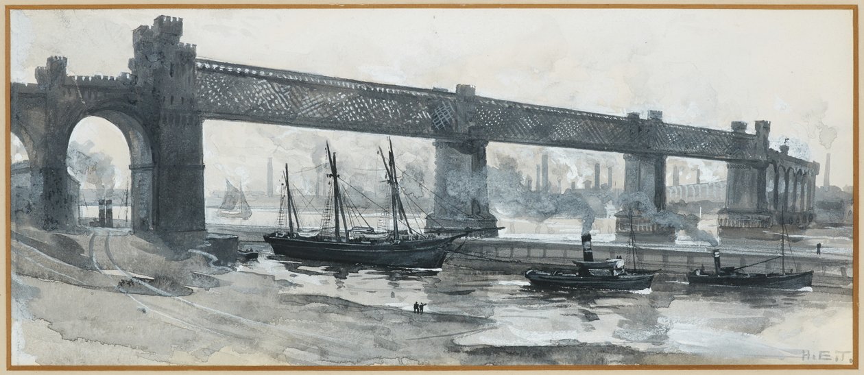 Gemi Kanalı, Runcorn Köprüsü by Henry Edward Tidmarsh