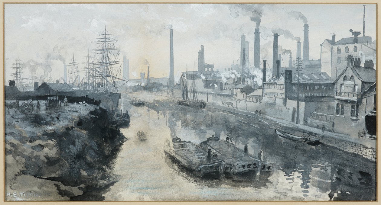 Ordsall'daki Irwell, Worrall's Dye Works by Henry Edward Tidmarsh