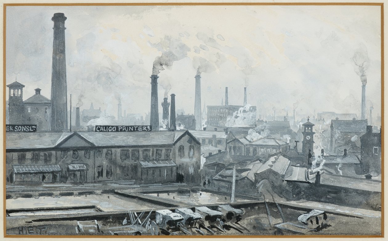 London Road İstasyonu'ndan görünüm, Hoyle's Print Works (kağıt üzerine suluboya) by Henry Edward Tidmarsh