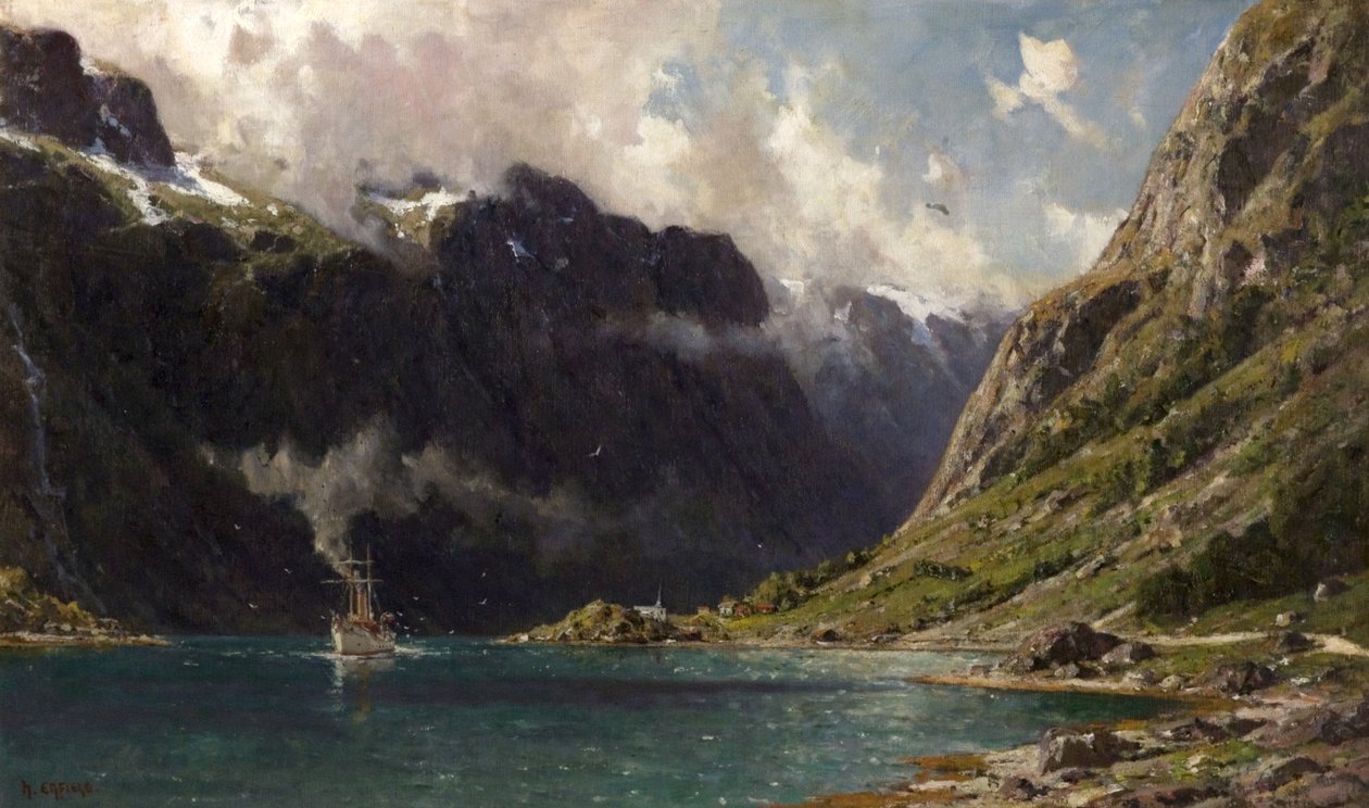 Naeroyfjord, Norveç, 1902 by Henry Enfield