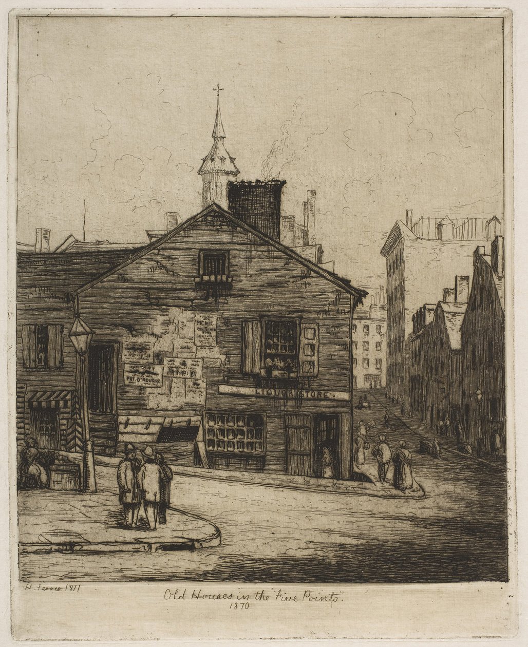 Beş Noktadaki Eski Evler, 1870, Eski New York Manzaralarından 1871. by Henry Farrer