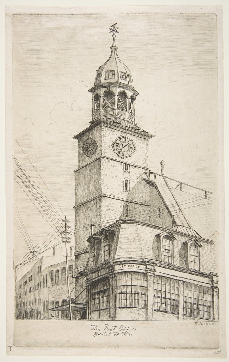 Postane, Eski New York Manzaralarından Orta Hollanda Kilisesi, 1870. by Henry Farrer