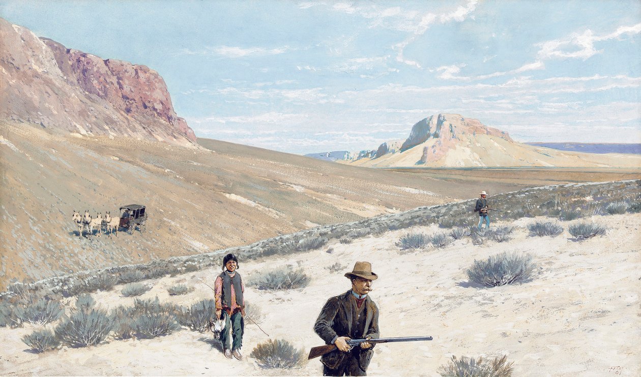 Theodore Roosevelt "Adaçayı Orman Tavuğu Çekimi" by Henry Francois Farny