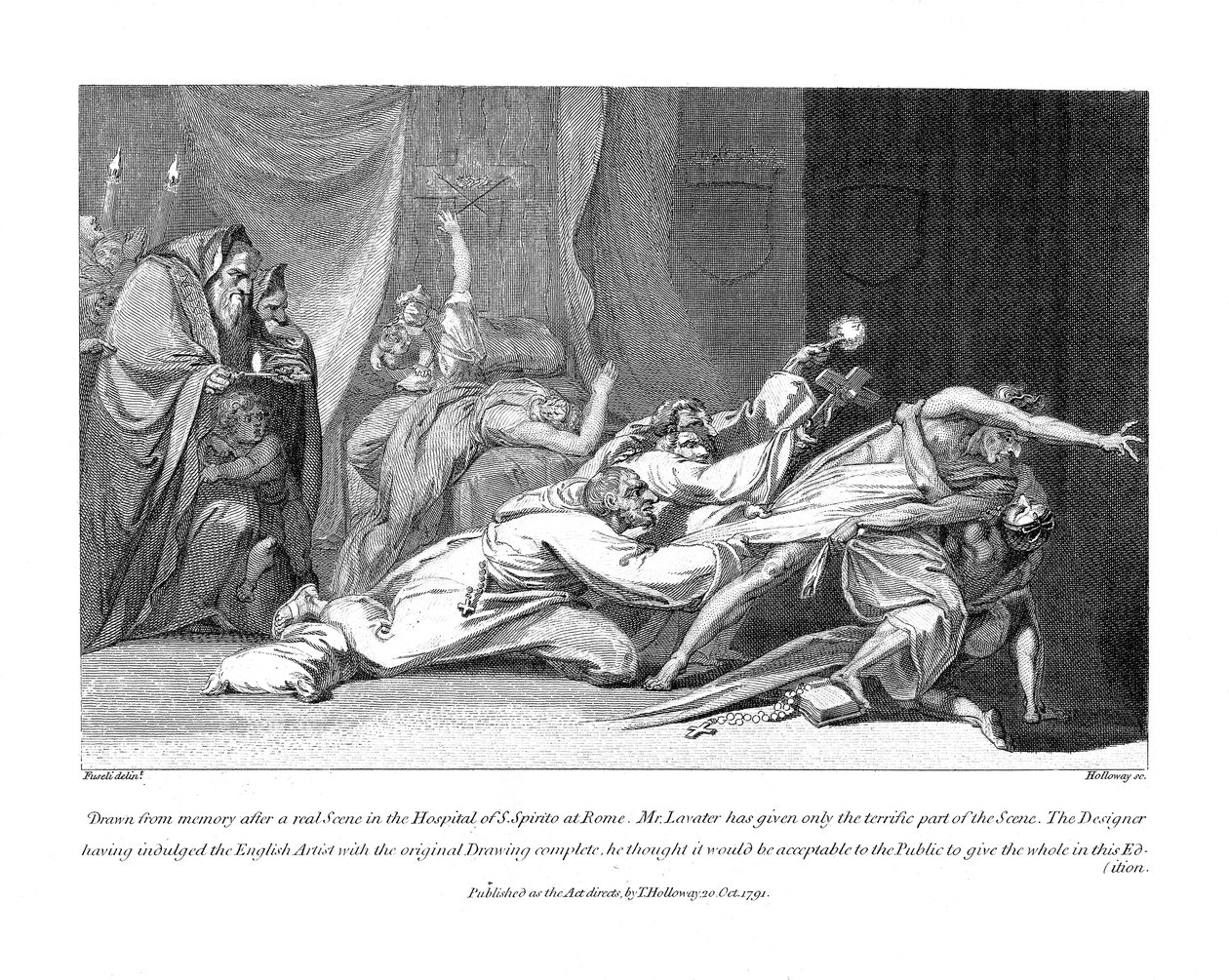 San Spirito Hastanesinde bir hastaya sahip olan kötü ruhları kovma girişimi, Roma, 1792 by Johann Heinrich Füssli
