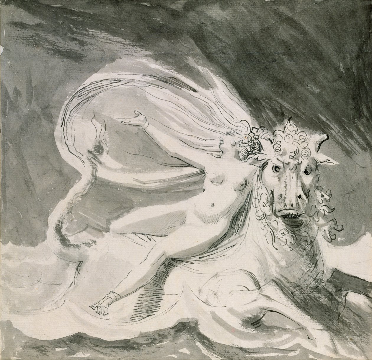 Europa ve Bull (kalem ve mürekkep yıkama) by Johann Heinrich Füssli