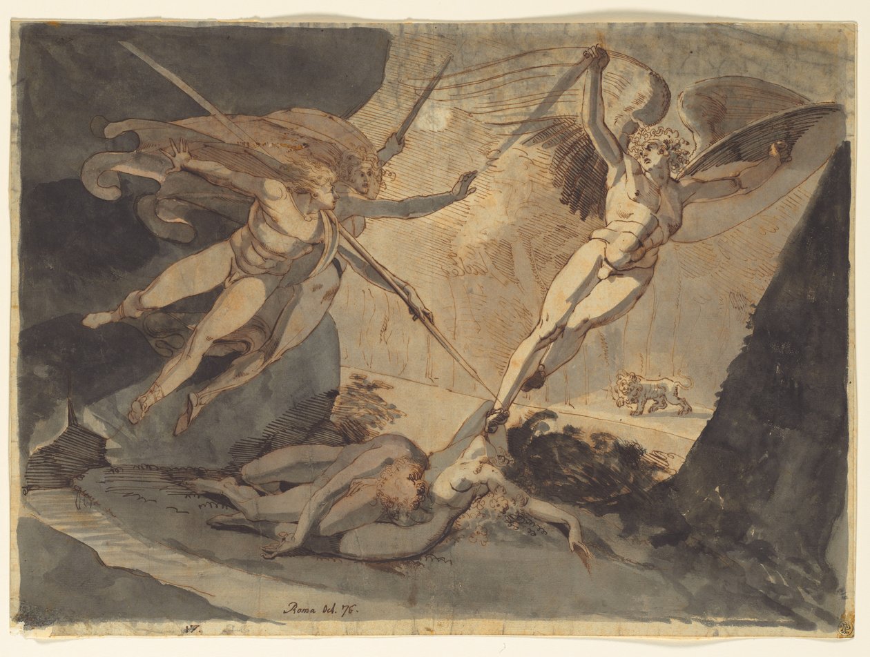 Şeytan, Ithuriels Mızrağının Dokunuşuyla Başlar, 1776. by Johann Heinrich Füssli