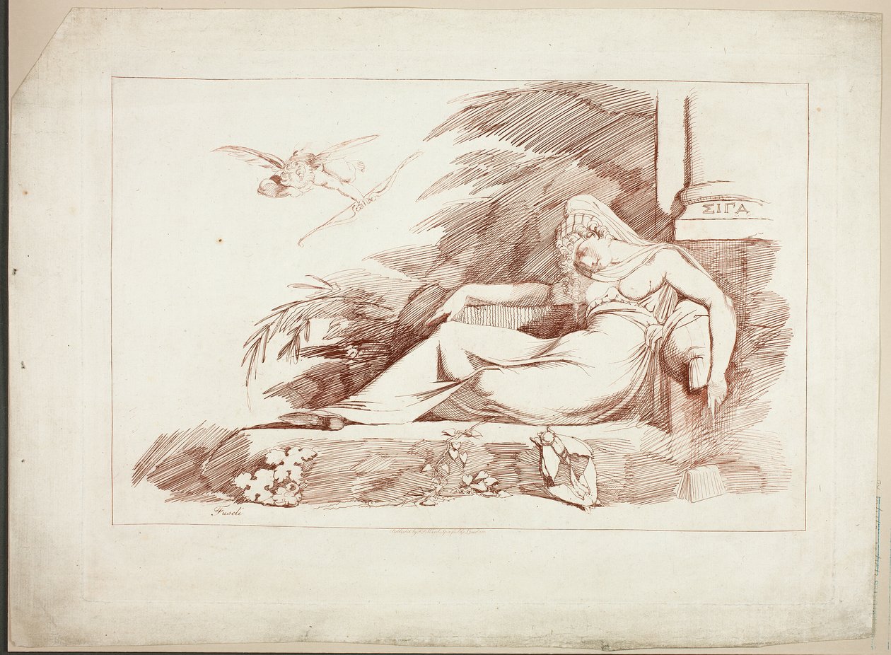 Aşk tanrısı ile uyuyan kadın by Johann Heinrich Füssli
