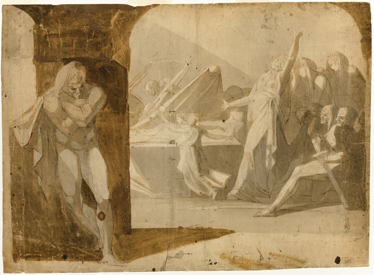 Gloucester Dükü, Kayınpederi Kral VI. Ayakta Erkek Çıplak, Öne Eğilmiş (verso) by Johann Heinrich Füssli