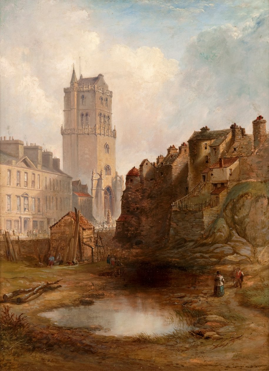 Lindsay Street Quarry ve Old Steeple, c.1855 (tuval üzerine yağlı boya) by Henry G. Duguid