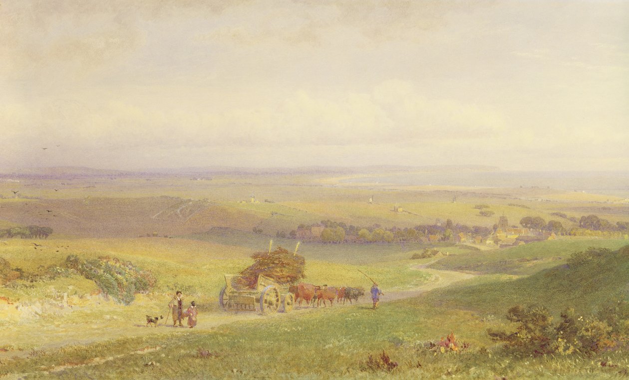 Pevensey Bay, Sussex, 1868 (wc, bc, grafit ve kağıt üzerinde kazıma) by Henry George Hine
