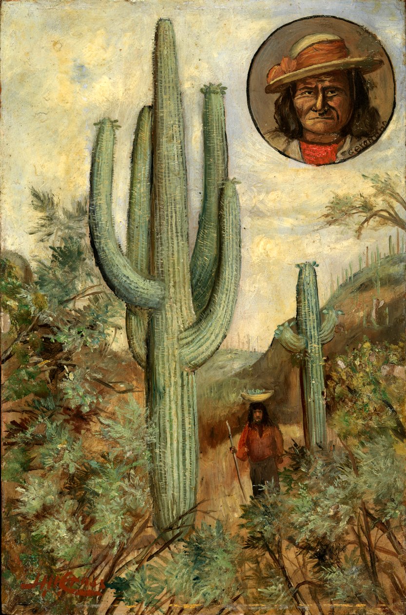 Geronimo Portresi ile Kaktüs Manzarası, 1886-1909. by Henry H. Cross